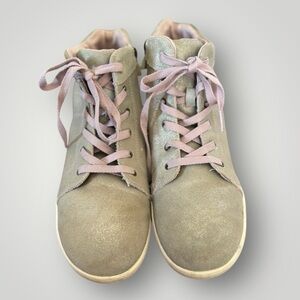 UGG Schyler Silver Metallic High Top Side Zip Sneakers Shoes Women’s Size 6